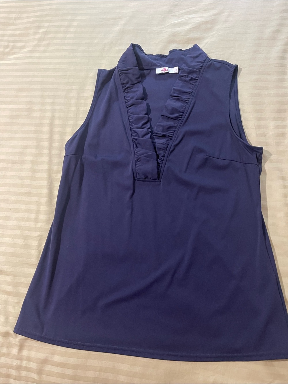 Aryeh Navy Ruffle V-Neck Sleeveless Camisole